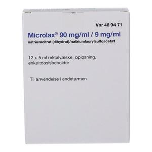 Microlax 2care4 90/9 mg/ml rektalvæskeopløsning - 12x5 ml.