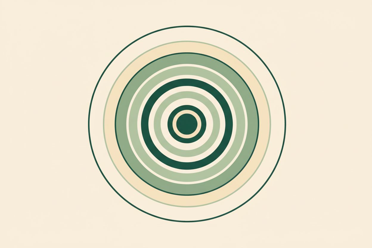 Illustration: koncentriske grønne ringe inden for én tydelig cirkel
